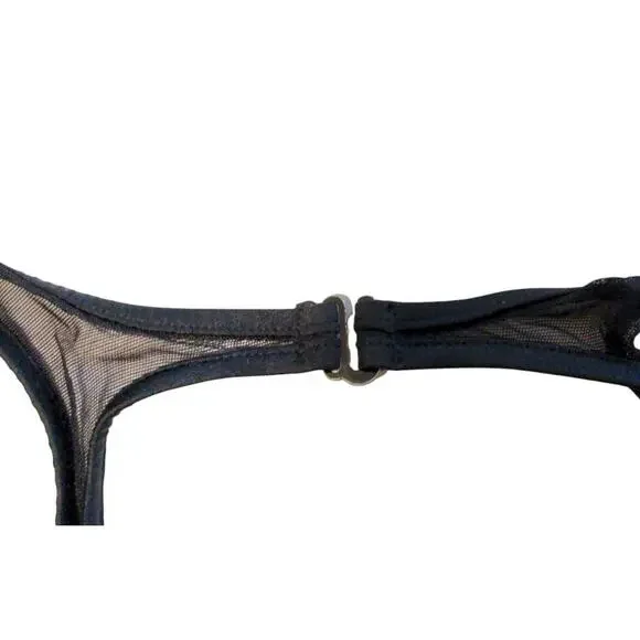 VINTAGE Jantzen Black Mesh High Neck One-Piece Swimsuit H - Picture 5 of 11